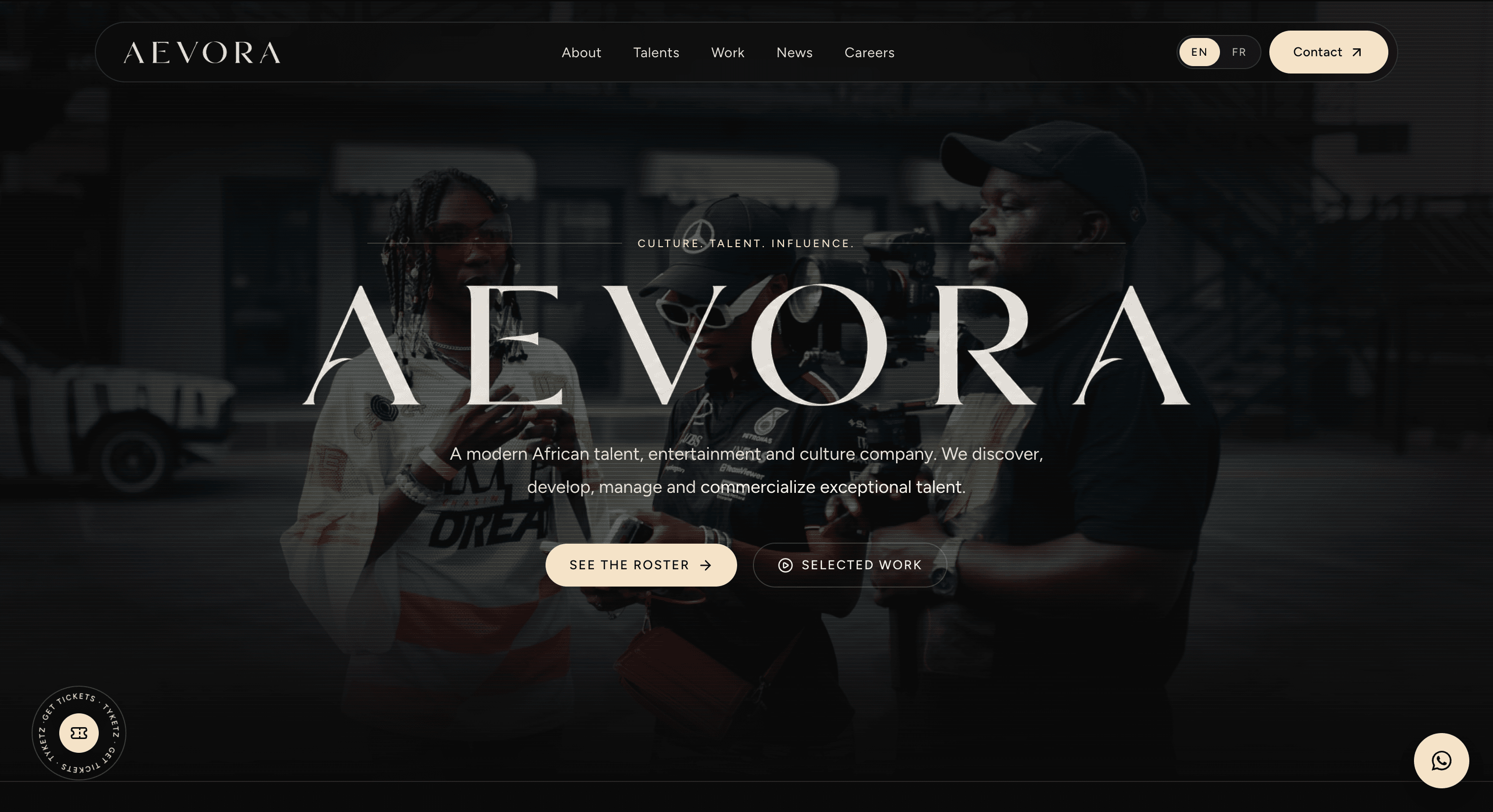 AEVORA Group: a screenshot of the live product