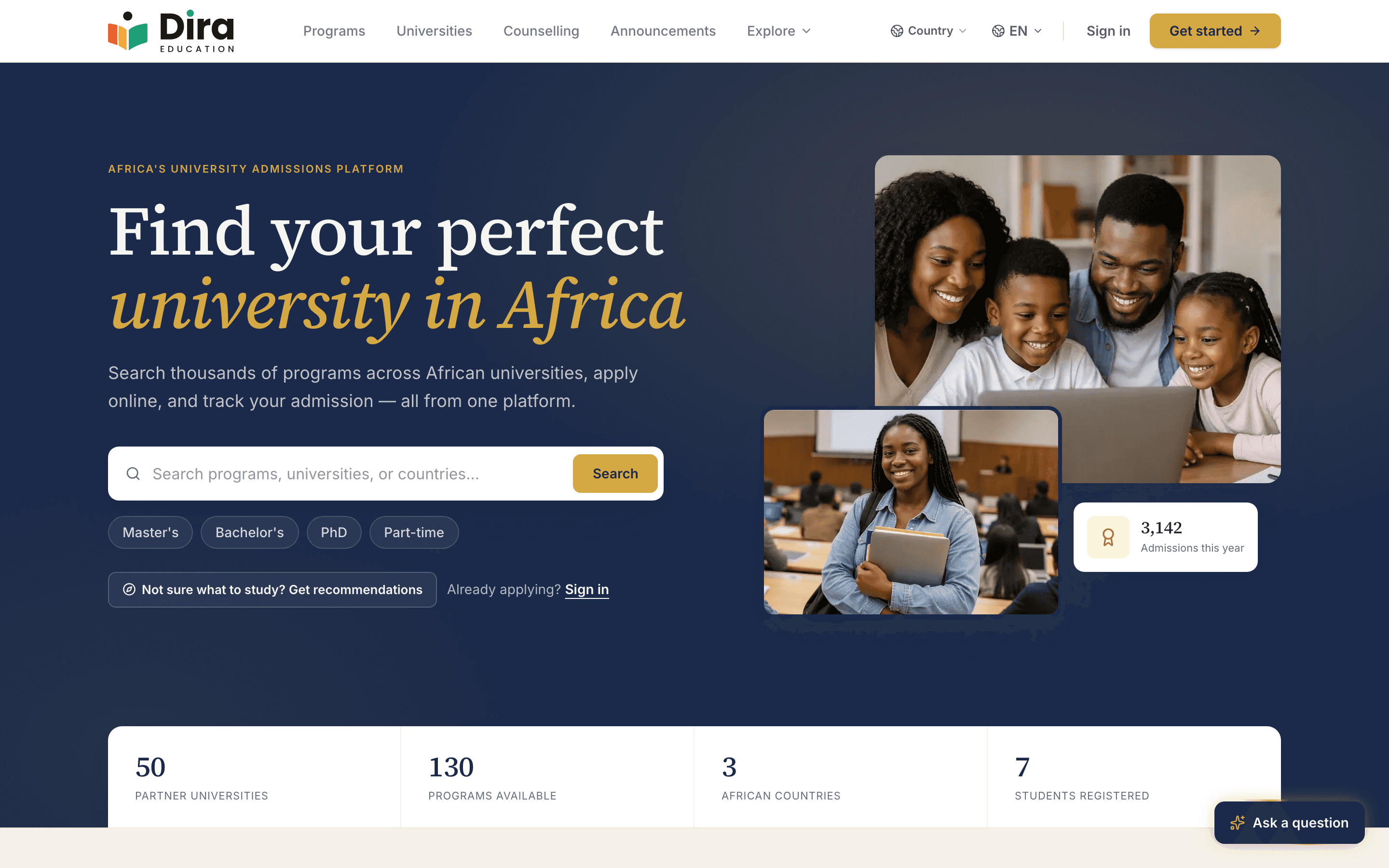La plateforme Dira Education, où les étudiants candidatent aux universités partout en Afrique
