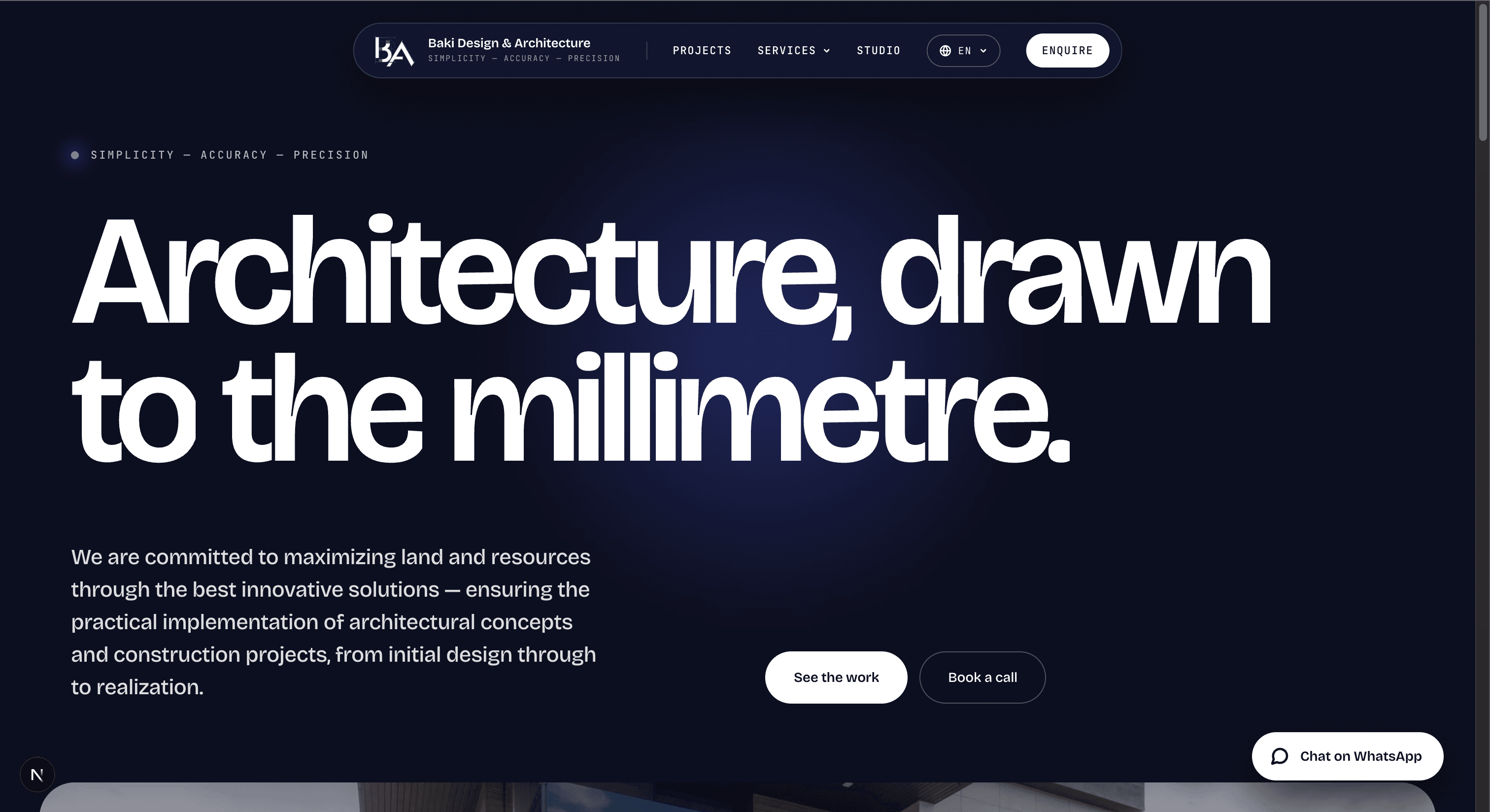 Baki Design & Architecture: a screenshot of the live product