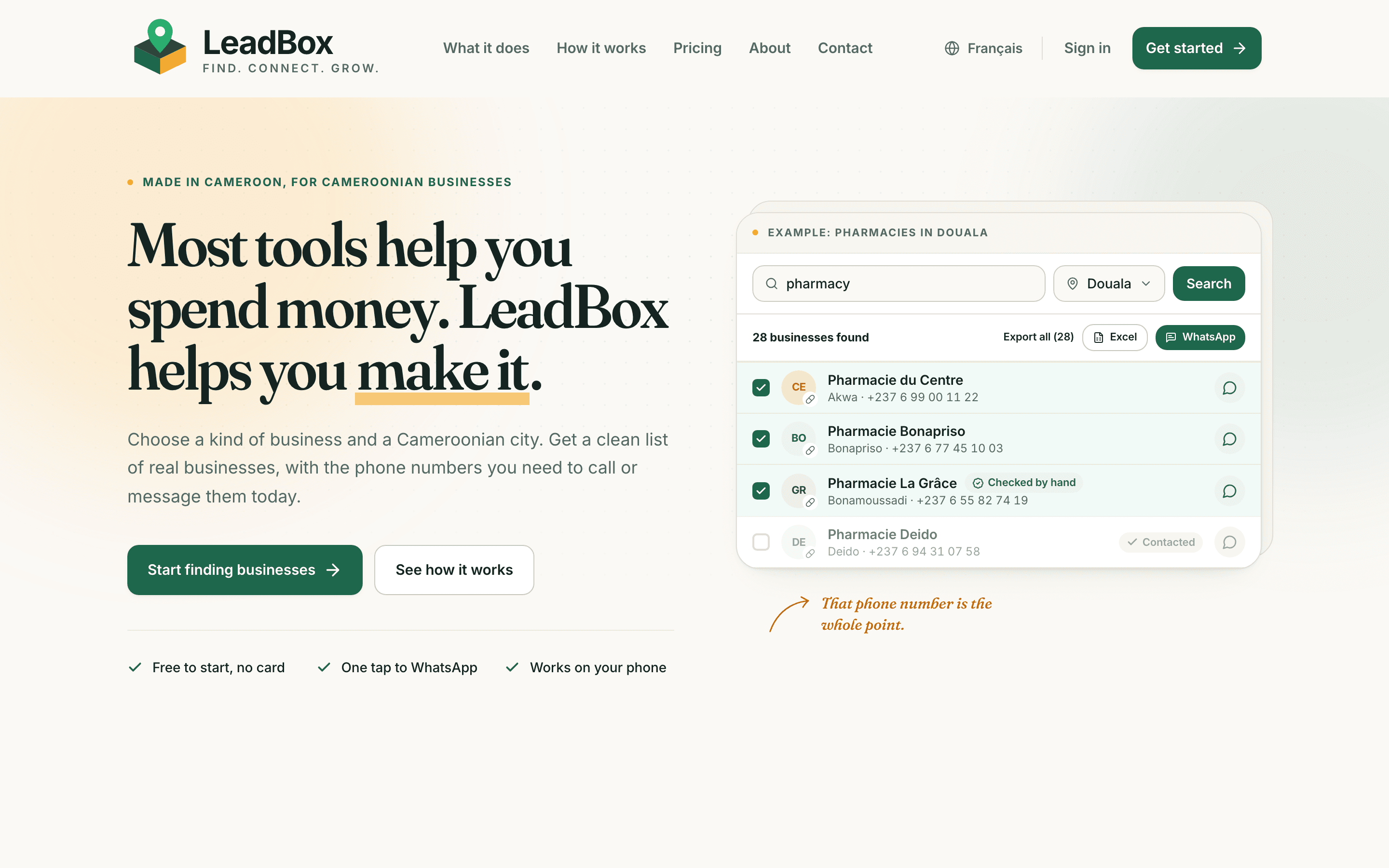 LeadBox : une capture d'écran du produit en ligne